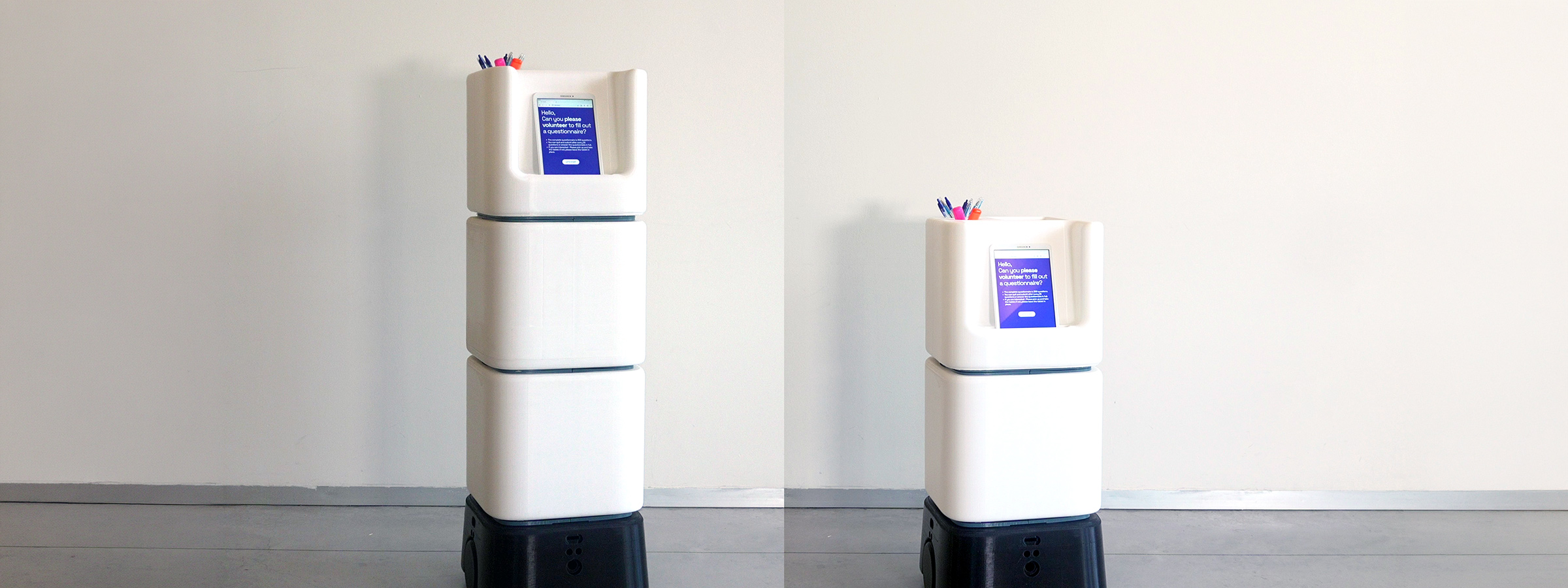 MORPHY at 95 cm (short condition) and 132 cm (tall condition), side by side