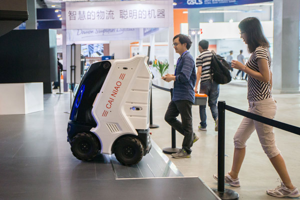 Alibaba Cainiao delivery robot at trade show